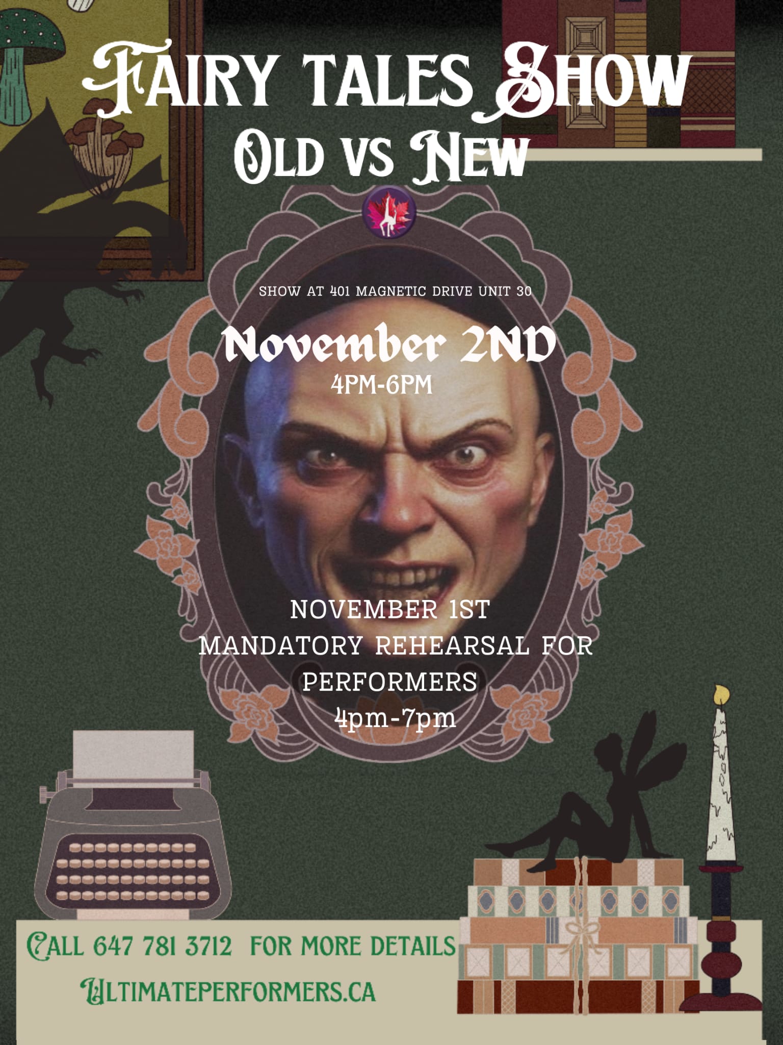 Halloween circus show acrobatics story live party north york vaughan rishmond hill toronto gta